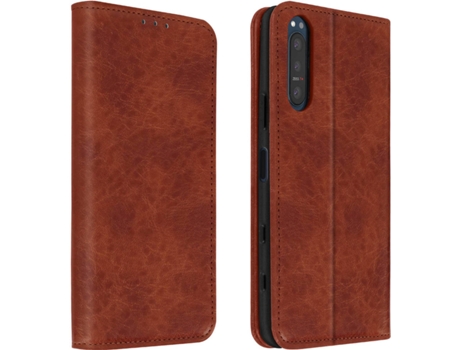 Funda Sony Xperia 5 2 AVIZAR Tarjetero Vintage Marrón