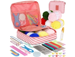 Kit De Ganchillo Conjunto De Agujas De Ganchillo Ergonómicas Con Estuche Incluye Agujas, Hilos Portátil Y Plegable, Ushion