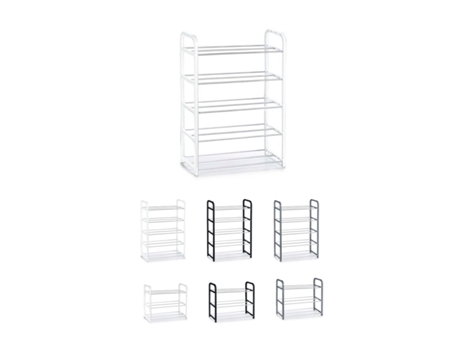 Zapatero de Metal e Plástico – Zapatero Organizador Ideal para Recibidor, Pasillos e Salón Blanco 5 Estantes