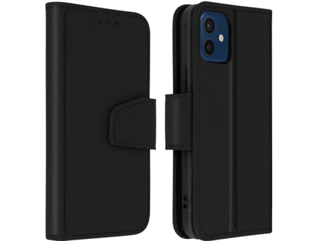 Funda iPhone 12, 12 Pro AVIZAR Tarjetero Negro