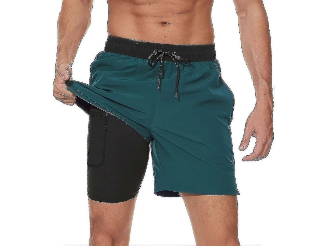 2026-pantalones De Baño Para Hombre Con Liner De Compresión 2 En 1 Secado Rápido Con Bolsillos Zipper Para Surf Y Playa