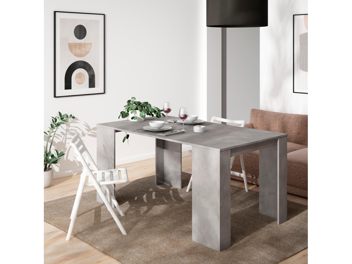 Mesa Consola extensible 160 Para 8 comensales Comedor y cocina Cemento SKRAUT HOME