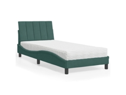 Cama Con Colchón Terciopelo Verde Oscuro 80x200 Cm