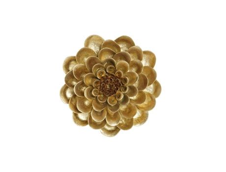 Decoración de Pared DKD HOME DECOR Flor Dorado Resina 23x6x23 cm