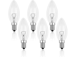 Bombilla Incandescente Regulable E14 De 40 W, Transparente, Tipo Vela, Paquete