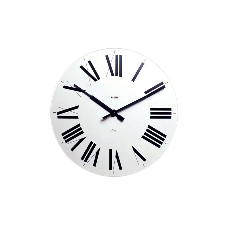 Alessi Firenze Reloj de pared diseño con romanos color blanco 12