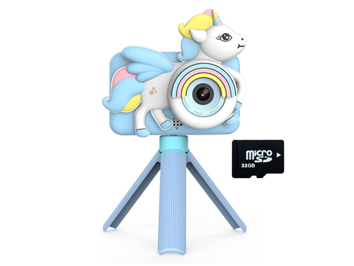 Cámara digital Eifson con trípode, pantalla HD de 1080p, 2 pulgadas, tarjeta de 32 g (Blue Monster)