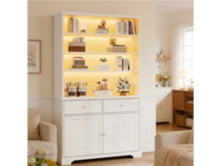 Vitrina De 100x38x170cm, 2 Puertas, Led, 2 Cajones, Color Blanco.