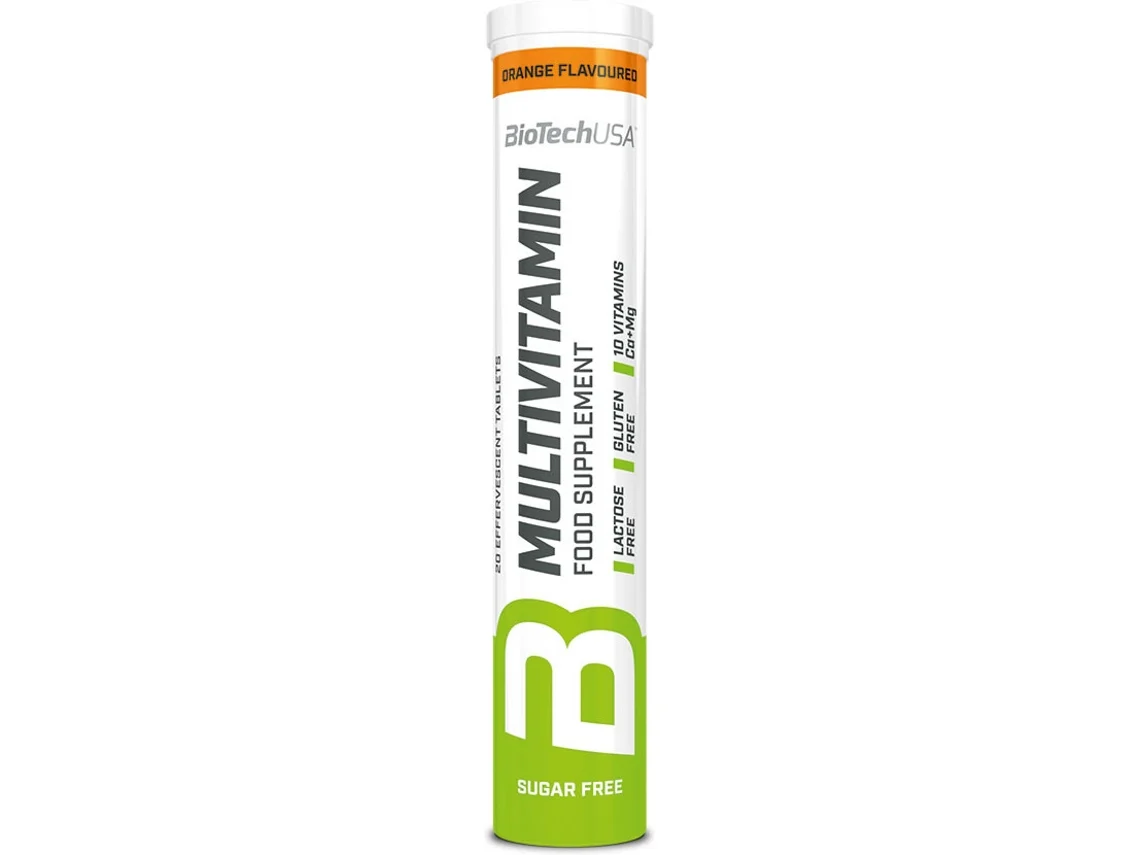 Complemento Alimentar BIOTECH USA Multivitamin Effervescent-Multivitaminico 1 Tubo X 20 Tabs (Naranja - 200 ml)