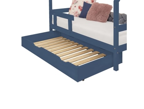 Cajón de cama 90 x 190 con somier de láminas BUDDY - BENLEMI azul marino