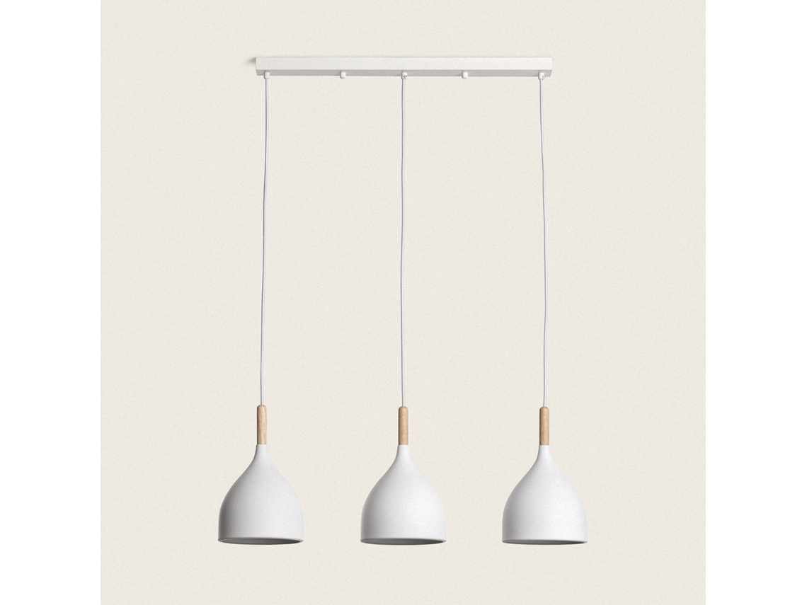 LEDKIA Lámpara Colgante Metal y Madera Karlek Blanco