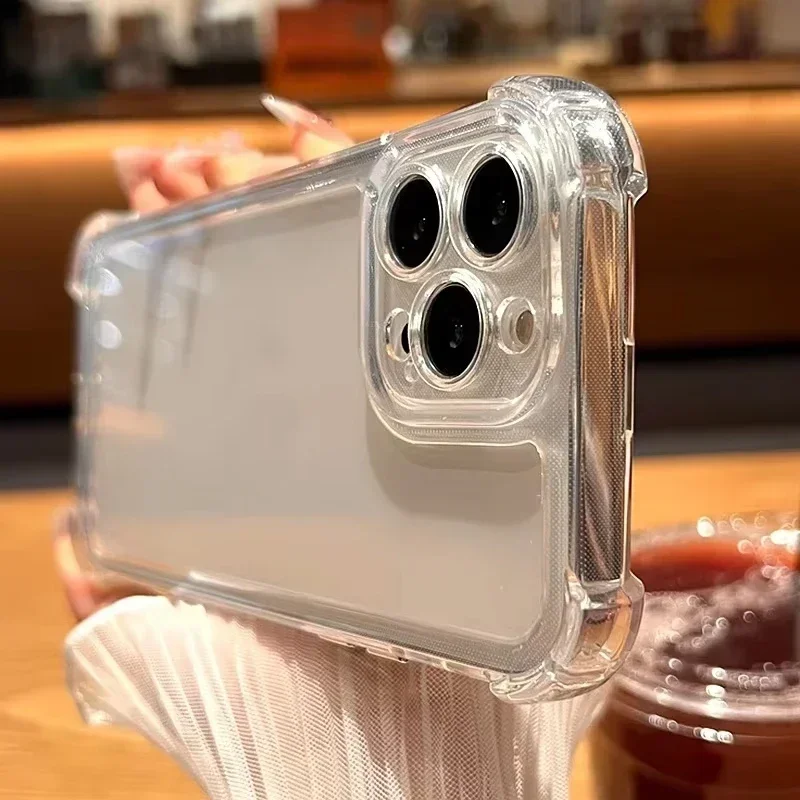 (iphone 12 Blanco) Funda Transparente A Prueba De Golpes Con Protector De Lente Y Cubierta Trasera De Marco Suave Transparente