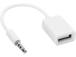 Cable adaptador conversor de conector de 3,5 mm a USB AUX macho a hembra para coche y disco duro externo.