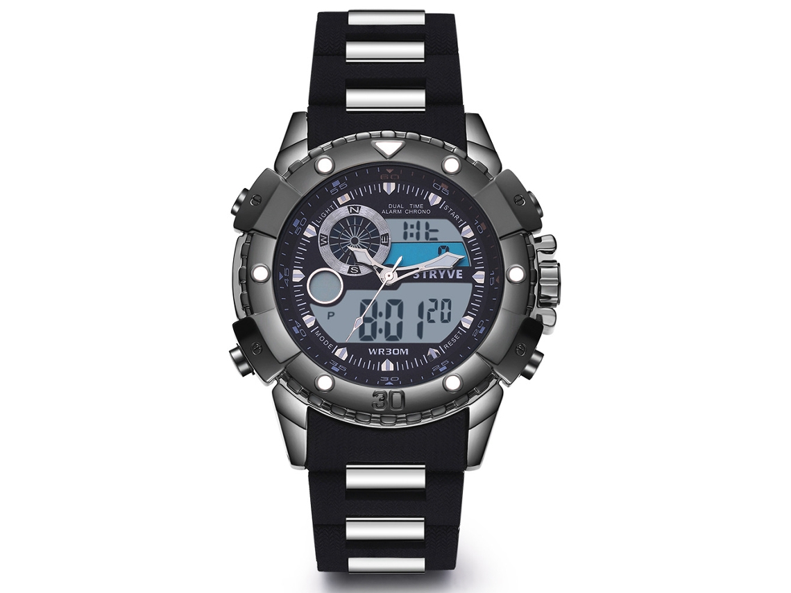 Reloj Deportivo Multifuncional De Doble Movimiento E Impermeable Para Hombre (blanco)