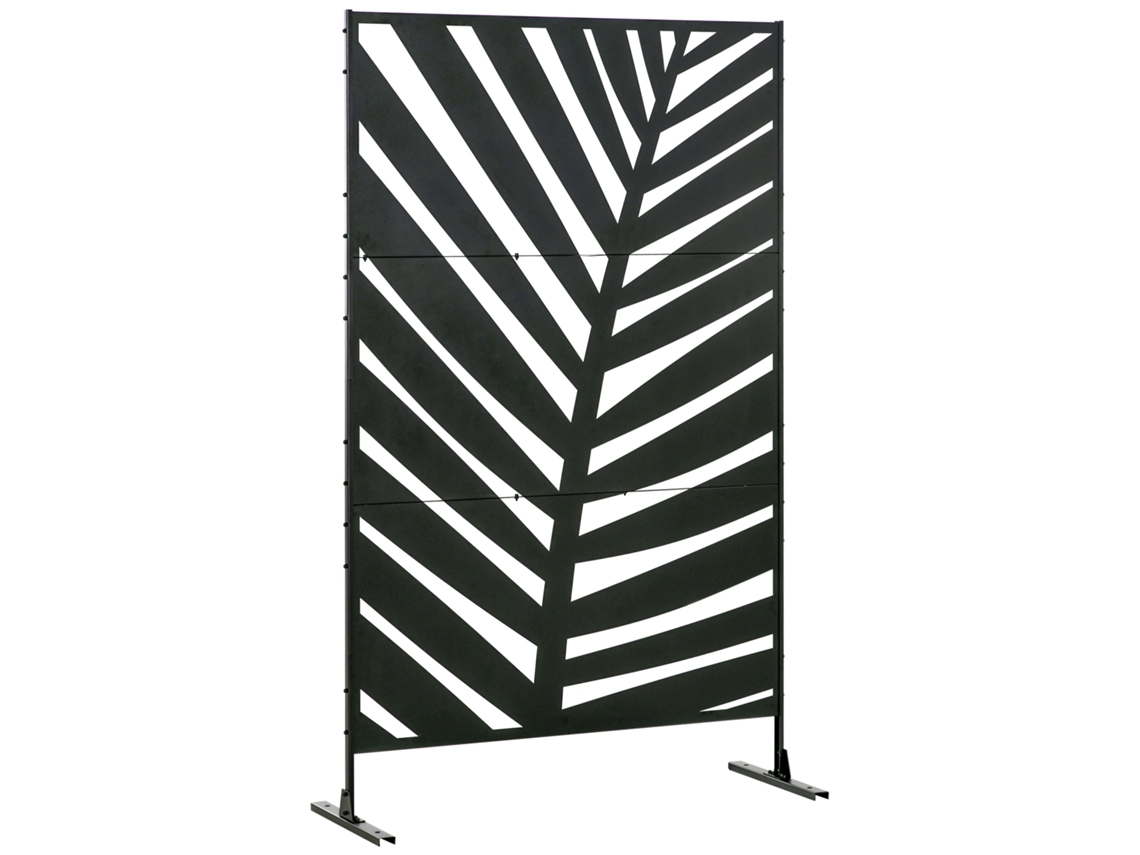 Separador Decorativo Para Jardín/balcón Con Motivo Vegetal, De Acero, 198 Cm, Negro.