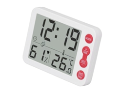 Termómetro higrómetro digital multifuncional para interiores con alarma, tecla blanca y roja