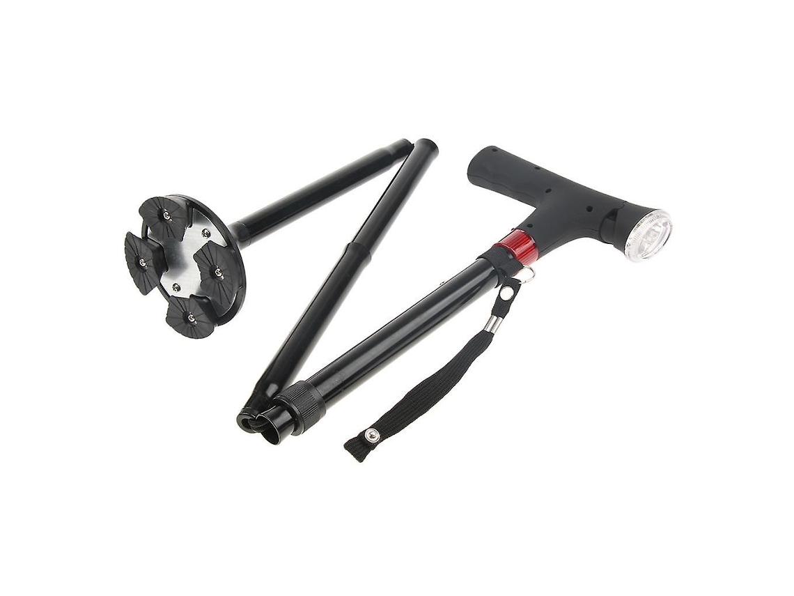 Bastón plegable con LED, ligero y ajustable, para personas mayores, azul.