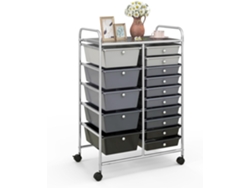 Carrito Auxiliar Almacenamiento con 15 Cajones Apilables y Ruedas Estructura Metálica, Carro Organizador para Cocina Restaurante COSTWAY