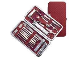 Cortaúñas Digitallab de acero inoxidable (19 piezas) con estuche de viaje (rojo)