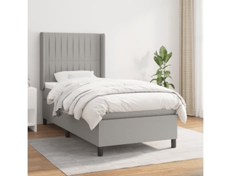 vidaXL Cama con somier y colchón 90x190 cm tela gris claro