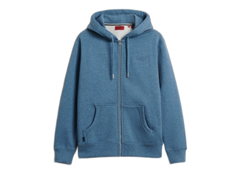 Sudadera con Capucha de Hombre SUPERDRY Cremallera Logotipo Essential Azul (S)
