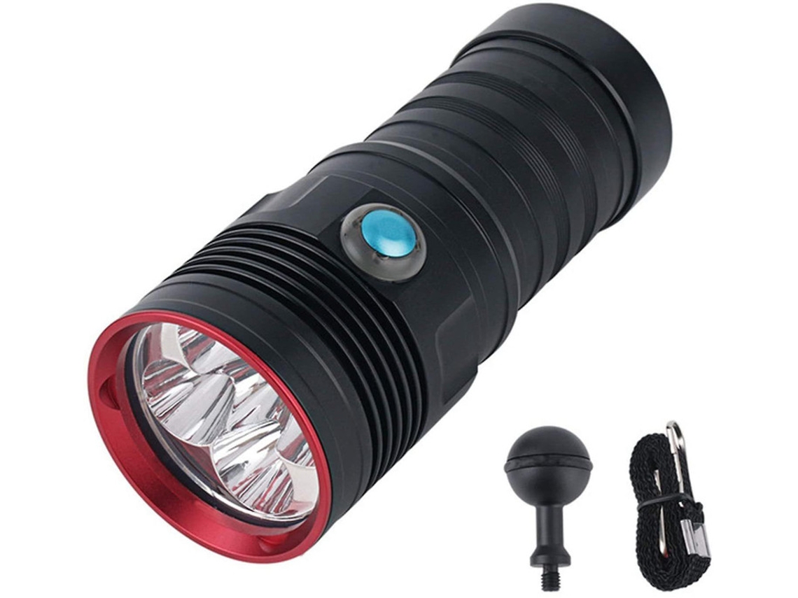 Linterna de buceo LED subacuática de 100 m, 10 000 lúmenes, 4 modos, Yizhood (negra)