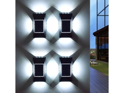 2026-4 Pack Luces Solares De Pared Exterior, 12 Led Luces Arriba Y Abajo Con Sensor Inteligente Ip65 Impermeable