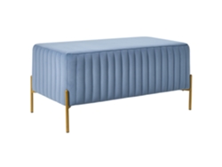 Banco de salón con patas de metal, Beliani Utah Velvet Blue, 91x47x43