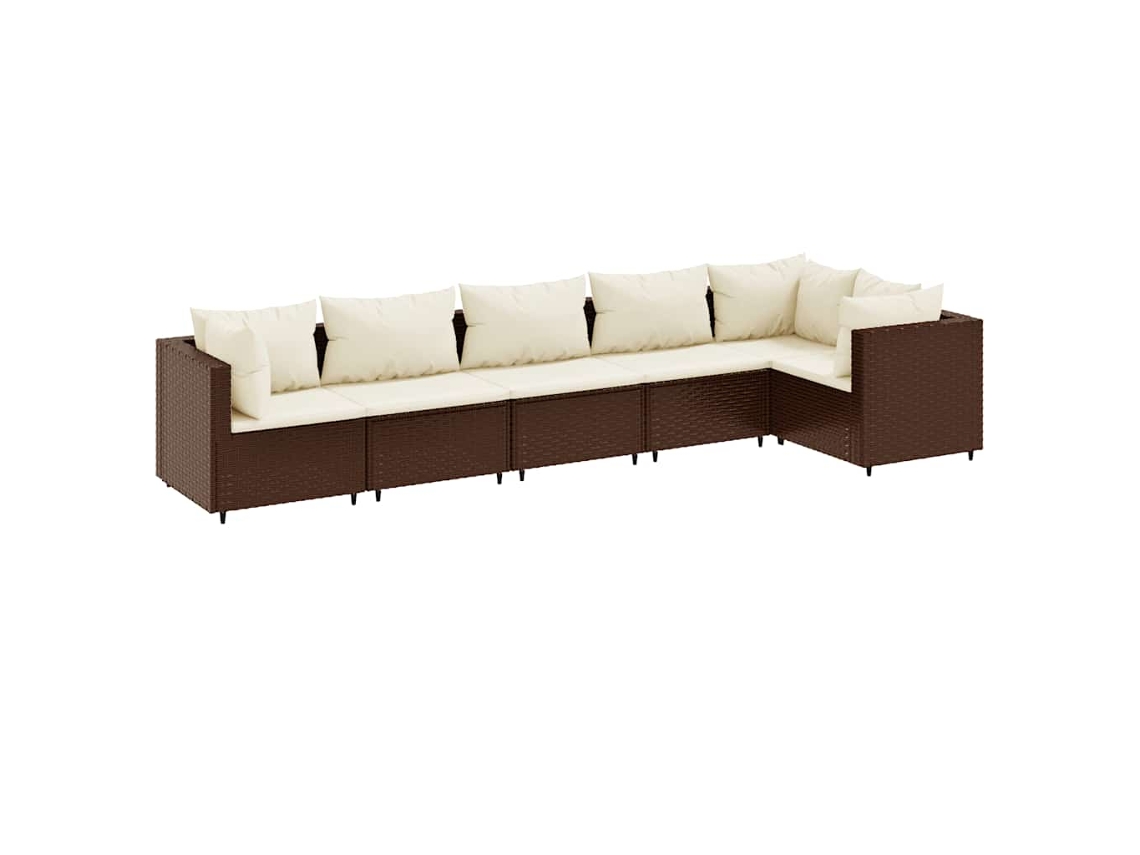 Maison Exclusive - 6 Pcs Conj. Lounge Jardim C/ Almofadões 6 Pcs Vime Pe Castanho