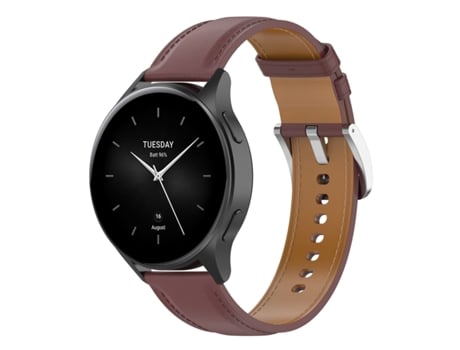 Correa de reloj inteligente para Huawei Watch Buds/Xiaomi Watch S2 22 mm Correa de cuero genuino (marrón oscuro)