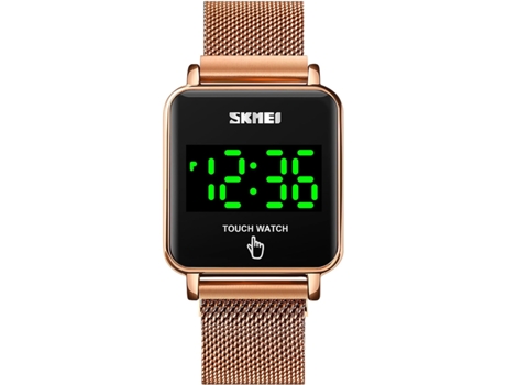VEANXIN Relojes digitales LED con pantalla táctil Relojes de pulsera impermeables de acero inoxidable de marca-plata