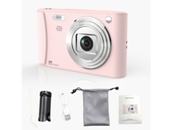 Cámara Digital Veanxin Cámara Digital 4k 1080p De Ultra Alta Definición, Zoom 8x, Pantalla Lcd De 2,8 Pulgadas 32 Gb De Memoria Rosa