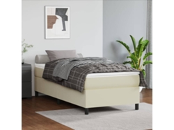 Estructura De Cama Con Muelles/Colchón 80X200 Cm Piel Artificial Color Crema
