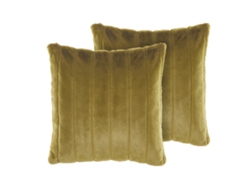 Conjunto De 2 Almofadas Decorativas Beliani Pumila De Pelo Sintético Verde 45x45x10