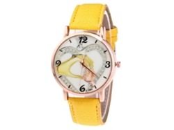 Reloj Analógico De Cuarzo Con Correa Pu Para Mujer Zhoulianfa Regalo Joyería Amarillo