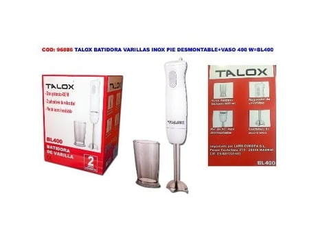 Talox batidora varillas inox pie desmontable+vaso 400 w bl400
