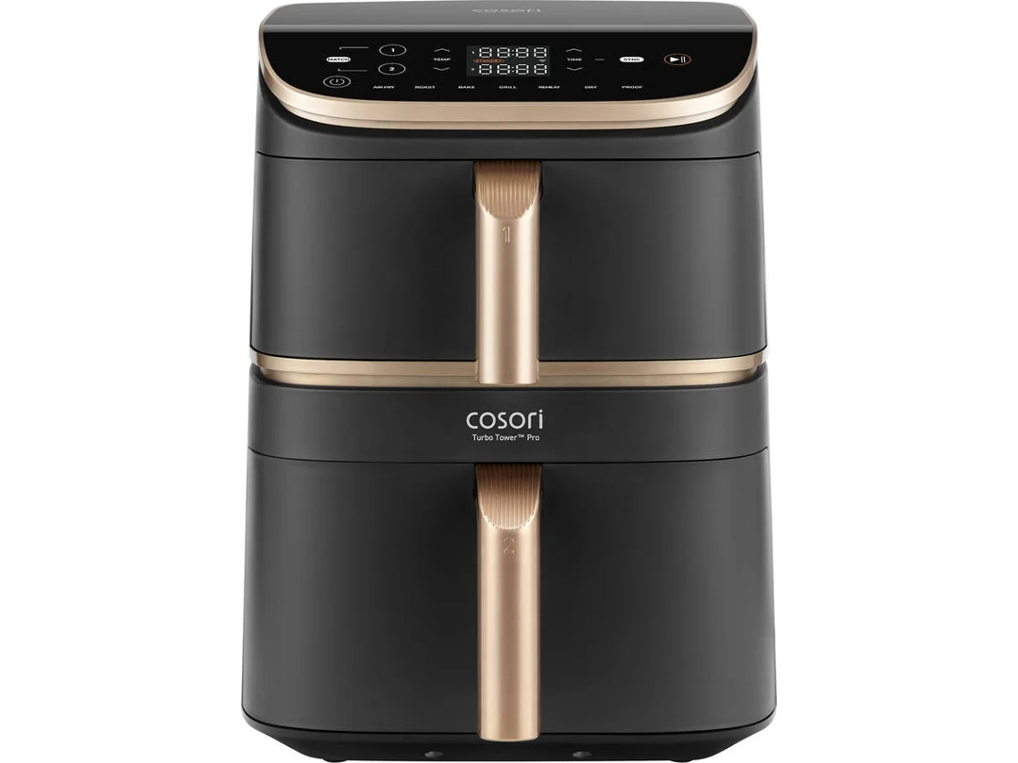 Freidora sin Aceite Air Fryer COSORI Turbo Tower Pro Smart, Revestimiento cerámico, Wifi (10,8 L - Negro)