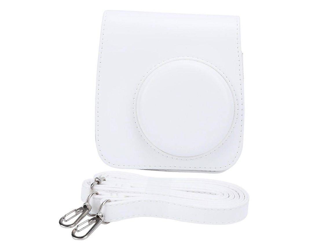 Funda protectora de cuero sintético Facpoet para minicámara Instax Mini 7 con correa ajustable para el hombro (blanca)