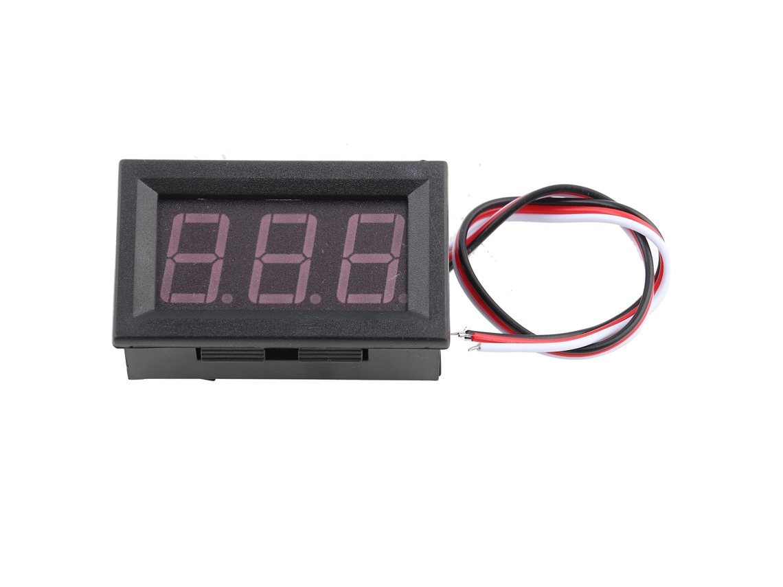 Voltímetro Digital Led De Panel Con 3 Cables Y Protección Contra Polaridad Inversa, Cc 0-100v, Rojo.