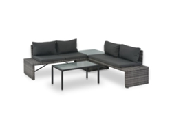 Conjunto de jardín de 3 piezas con cojines DKD Home Decor, ratán gris