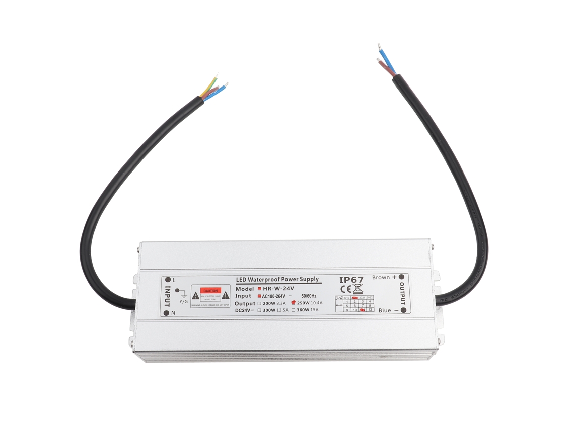 Fuente De Alimentación Led De 250 W, 24 V, 10,4 A Con Transformador Impermeable Ip67 Hrw-24v250w