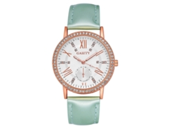 Reloj De Cuarzo Analógico Con Correa Pu Clásica Y Piedras Strass Gaiety (verde)