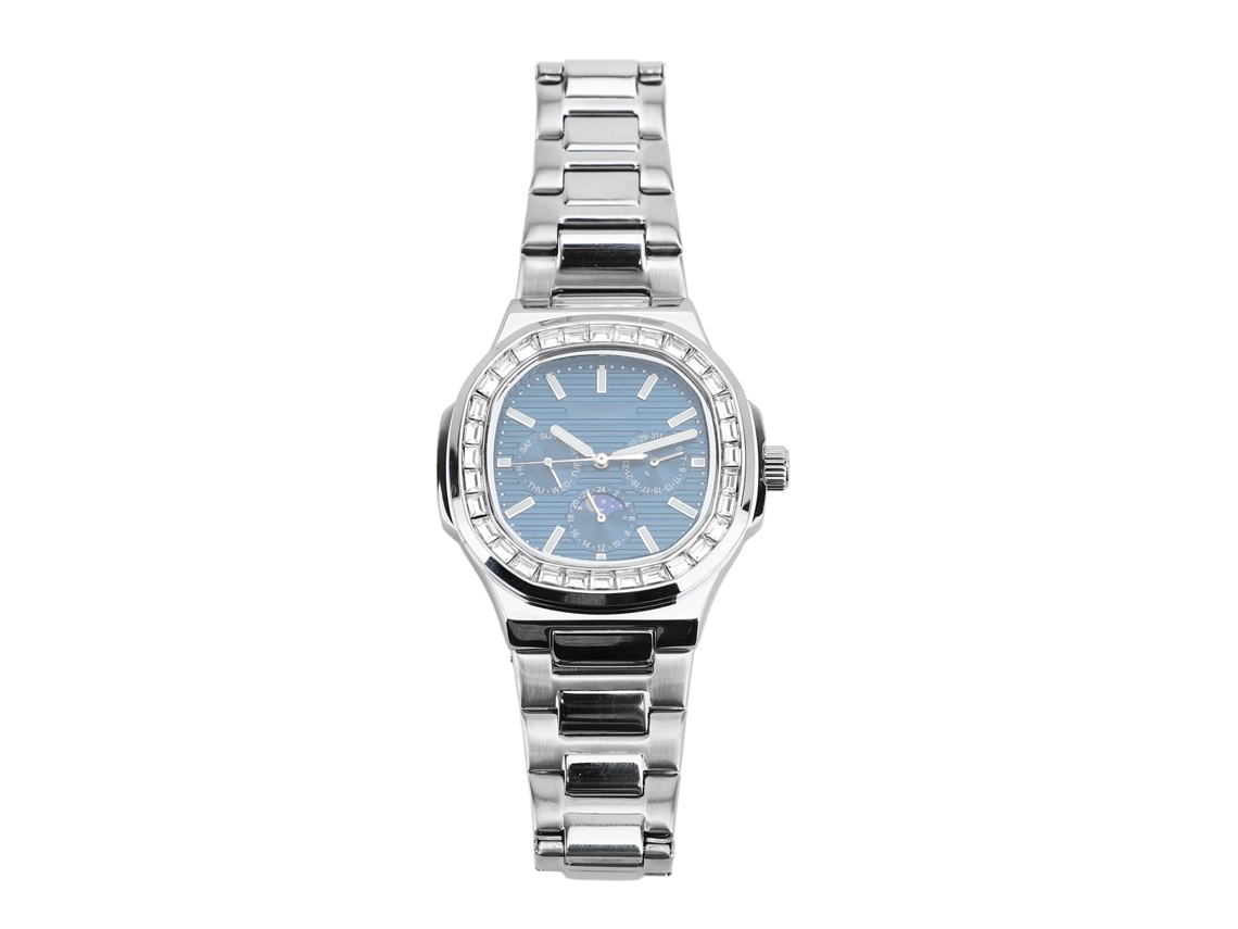 Reloj Analógico De Cuarzo Para Hombre, Luminoso, Cronógrafo, Acero Inoxidable, Resistente Al Agua, Plateado, Azul