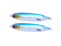 Señuelo de pesca con forma de pez artificial, 2 unidades, azul