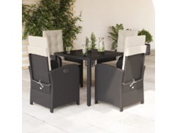 Juego de comedor de jardín de 5 piezas con cojines de mimbre negros de DKD Home Decor