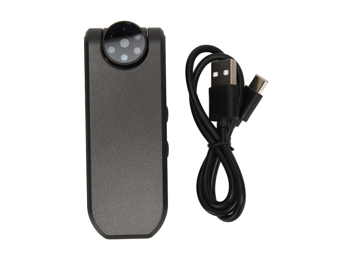 Câmera Portátil Mini Vestível 1080p Visão Noturna Gravador De Vídeo Corporal Com Detecção De Movimento Preto