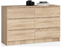 Cómoda Akord K140 Roble Sonoma 138 Cm 6 Cajones Frente En Color Roble Sonoma 138x40x77 Cm