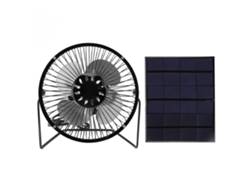 Ventilador solar portátil de 6 V y 3,5 W con USB, de polisilicio negro.