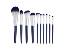 Juego de 11 brochas de maquillaje rosas, con cerdas sintéticas. MDUG