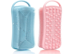 Cepillo Exfoliante Corporal De Silicona (paquete De 2), Masajeador Capilar, 2 En 1 Para Baño Y Champú, Suave Para Hombres, Mujeres Y Niños.